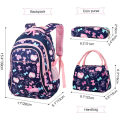 Children's day pack Set Custom Waterproof Girls Butterfly Printing Bookbags with Lunch Bag and Pencil Case